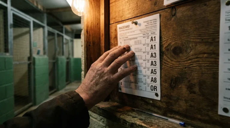 Greyhound racing grading system diagram showing progression from A11 to A1 and open class