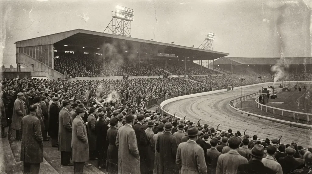 Historic Belle Vue greyhound racing stadium in Manchester where UK dog racing began